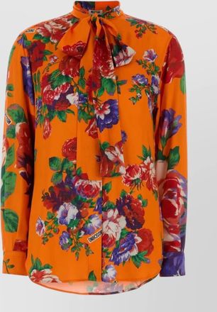 Moschino satin shirt bow neck floral motif