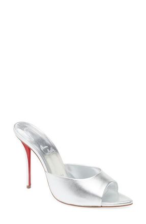 Christian Louboutin Miss Z Pointed Toe Metallic Sandal in S211 Silver/Lin Silver at Nordstrom, Size 10.5Us