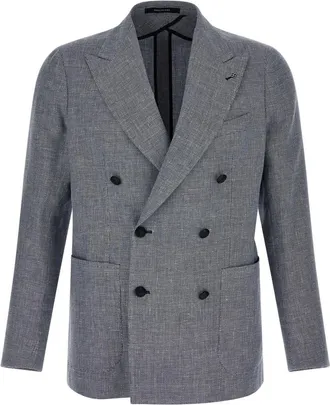 Tagliatore Blue Peaked Lapel Blazer
