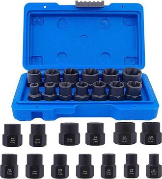 OEM Juego De 13 Extractores De Tuercas Y Tornillos De Impacto Acero Cromo-molibdeno F&aacute;cil Extracci&oacute;n De Tuercas, Tornillos Y Casquillos Oxidados Y Atascad