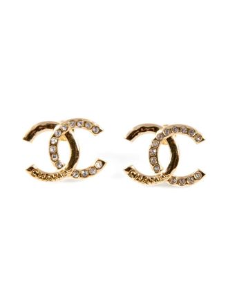 Chanel 2000s interlocking-logo earrings - Gold