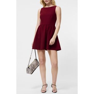 French Connection Azra Sleeveless Twill Minidress in Cabernet at Nordstrom Rack, Size 6