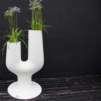 Plust Macetero Macetero 2 Agarraderas Dise&ntilde;o Moderno H126cm Cactus - Blanco