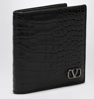 Valentino Garavani Mens Signature Vlogo Wallet Black Leather - One Size