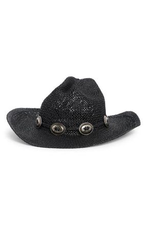 BP. Boho Straw Cowboy Hat in Black at Nordstrom