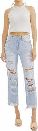 Kancan Bold And Beautiful Distressed High Rise Jeans In Light Denim