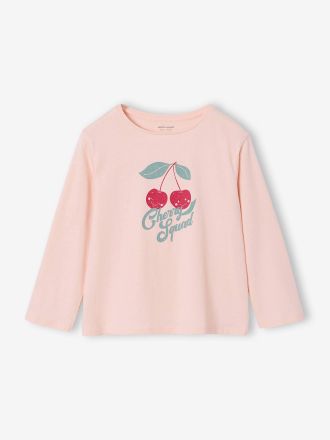 Vertbaudet M&auml;dchen Langarmshirt BASIC mit Recycling-Baumwolle hellrosa