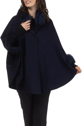 Gorski Wool And Cashmere Cape in Navy at Nordstrom