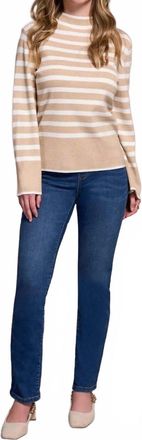 Tribal Mock Stripe Sweater In Latte