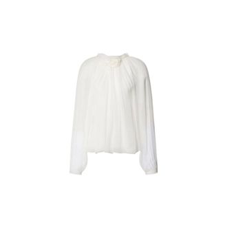 Alberta Ferretti Alberta Ferretti, Blouses, female, White, Size: L Long-sleeved silk chiffon blouse