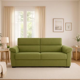 Dmora Sof&aacute; Cama 2 Plazas Seui, Desenfundable, Con Almacenamiento Made In Italy, Apertura Abatible, 185x95 Cm Verde