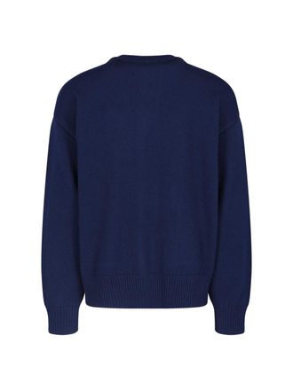 Ami Mens Ami Sweaters Blue Wool Cotton