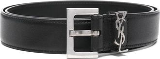 Saint Laurent Monogram Smooth Leather Belt