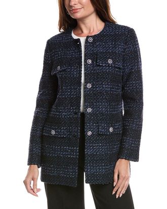 St. John Eyelash Tweed Wool-Blend Topper Jacket