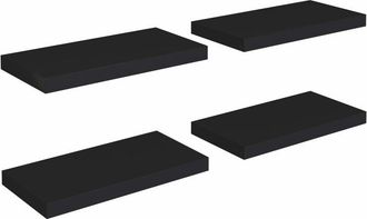 vidaXL Vidaxl - Estantes flotantes de pared 4 uds negro mdf 50x23x3,8 cm