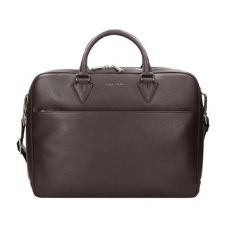 Orciani Leren Schoudertas met Ritssluiting - Heren - Laptoptassen - Bruin - ONE Size - Leer - Tassen