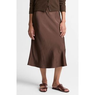 Vince Pull-On Satin Slip Skirt in Dark Bark at Nordstrom, Size X-Small