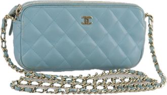 Chanel Wallet On Chain Blue Leather Clutch Bag (Pre-Owned)
