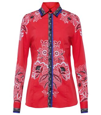 Etro Printed Red Silk Blouse Size XS