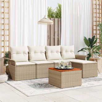 vidaXL Vidaxl - Conjunto De Sof&aacute; De Jard&iacute;n Con Coj&iacute;n 6 Pcs Beige, Gris Claro