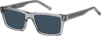Tommy Hilfiger Rechthoekige Zonnebril - Heren - Zonnebrillen - Grijs - 55 MM - Accessoires