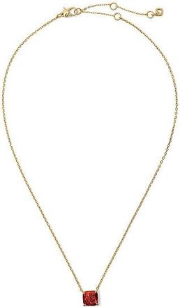 Kate Spade New York That Sparkle Pave Princess Cut Mini Pendant Womens Necklace Red Glitter, Brass/Cubic Zirconia