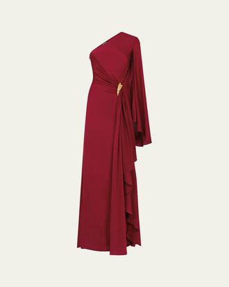 Tom Ford One-Shoulder Light Silk Evening Gown