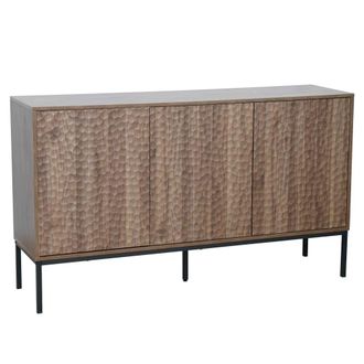 Oviala Aparador moderno rectangular de 3 puertas L147 cm madera oscura