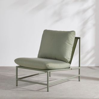 Maisons du monde Sill&oacute;n de exterior de aluminio y textileno verde caqui