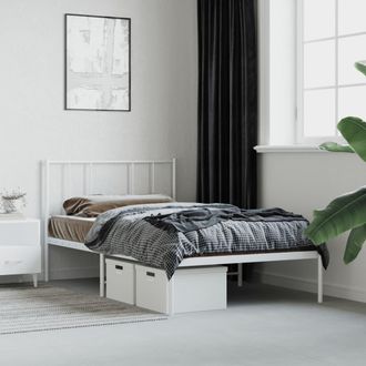 vidaXL Estructura Cama Sin Colch&oacute;n Con Cabecero Metal Blanco 75x190 Cm Vidaxl