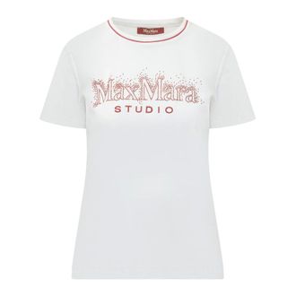 Max Mara Short Sleeve Crew Neck T-Shirt - female - Max Mara Studio - T-Shirts - White - XS - Tops