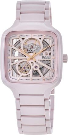 Rado True Square Automatic Open Heart Pink Dial Ceramic Womens Watch R27123012