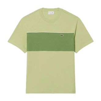 Lacoste T-Shirts, male, Green, Size: XL Colorblock Cotton T-Shirt