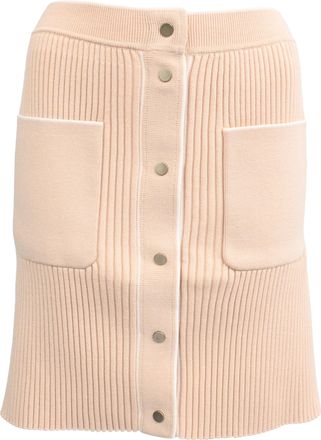Maje Ribbed-Knit Mini Skirt in Beige Viscose