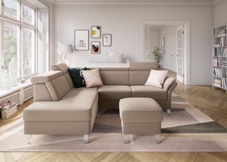 Sit&more Ecksofa »Vincenzo L-Form« inklusive Kopfteilverstellung, wahlweise mit Bettfunktion, Bettkasten