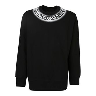 Givenchy Zwarte Sweatshirt met reli&euml;f kettingmotief - Heren - Sweatshirts & Hoodies - Zwart - Maat: XS Katoen