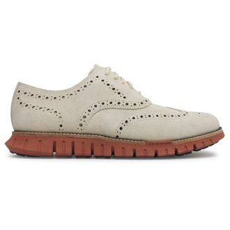 Cole Haan Zerogrand Remastered Unlined Wingtip Suede Mens Comfort Shoes - Whitecap Gray Redwood - Size:UK 9.5