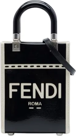 Fendi Pre-owned Fendi Mini Patent and Canvas Sunshine Shopper Tote Unisex F7Q8XTIB01R14ZCZ