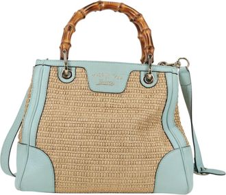 Gucci Bamboo Beige Leather Tote Bag (Pre-Owned)