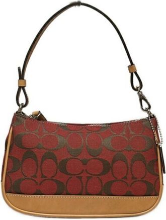 Coach Signature Canvas Leather Shoulder Bag (Pre-Owned)