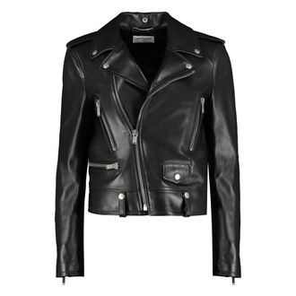 Saint Laurent Coats - Dames - Leren en Su&egrave;de Jassen - Zwart - S - Jassen