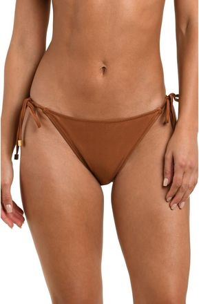 L'agence Britt Shimmer String Bikini Bottoms in Bronze at Nordstrom, Size X-Small