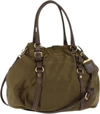 Prada Pre-owned Handbags, female, Green, Size: ONE SIZE Pre-owned Nylon Vintage Handbag