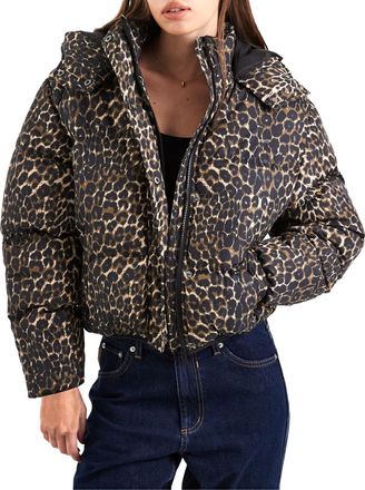 SS7 Womens Leopard Print Puffer Jacket