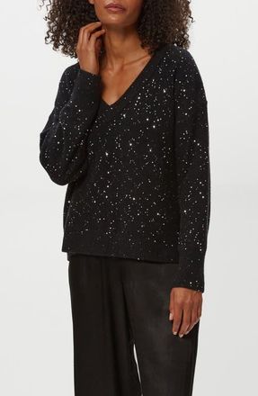 Michael Stars Frances Sequin Embellished V-Neck Sweater in Black at Nordstrom, Size X-Small
