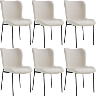 TecTake Dining Chair Tessa Set Of 6 - Woven Fabric Off-White/Black in Off-White | Size: 6 Pack