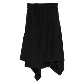 Yohji Yamamoto Twill Asymmetrical Midi Skirt