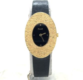 Piaget Pre-owned Piaget Baignoire Hand Wind Diamond Black Dial Ladies Watch 99061