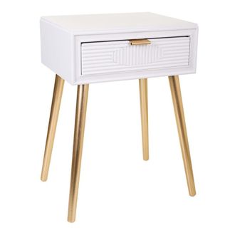 Wanderlust Deco Mesita de madera blanca 47x39x67