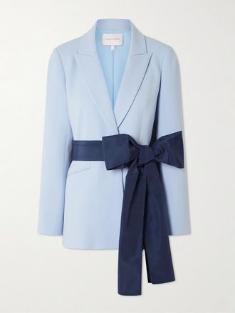 Carolina Herrera Blazer In Cr&ecirc;pe Di Misto Lana Con Cintura - Blu